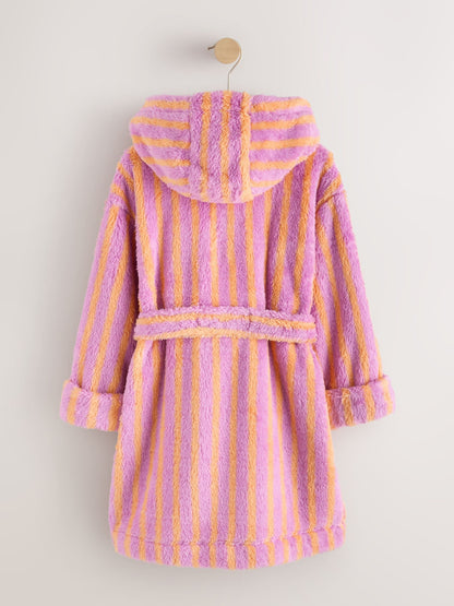 Pink/Orange Stripe Fleece Dressing Gown (9mths-16yrs) - image 7