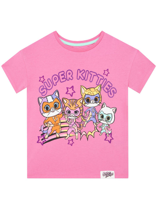 Character Pink Super Kitties Glitter T-Shirt image 1