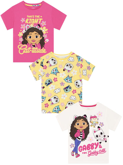 Character Pink Gabby's Dollhouse 3 Pack T-Shirts image 1