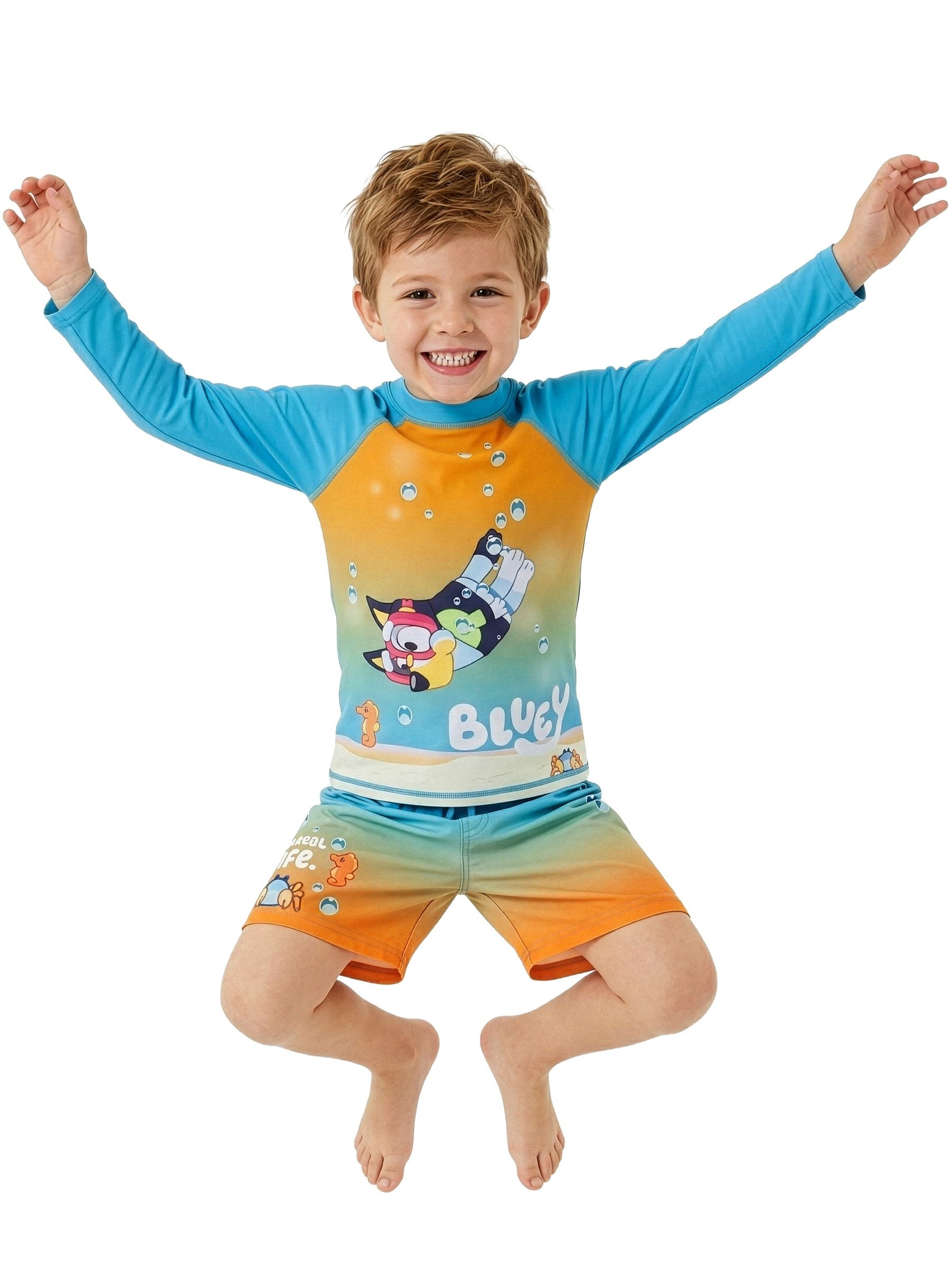 Character Blue Bluey Long Sleeve Rash Guard And Swim Shorts image 7