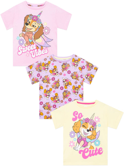 Character Pink PAW Patrol Skye And Liberty T-Shirts 3 Pack image 1