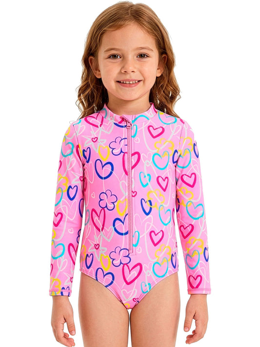 Dsiney Kidz - Harry Bear Pink Long Sleeve Hearts, Stars and Flowers Swimsuit image 1