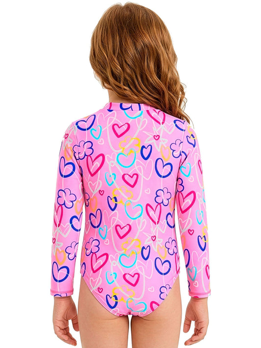 Dsiney Kidz - Harry Bear Pink Long Sleeve Hearts, Stars and Flowers Swimsuit image 2