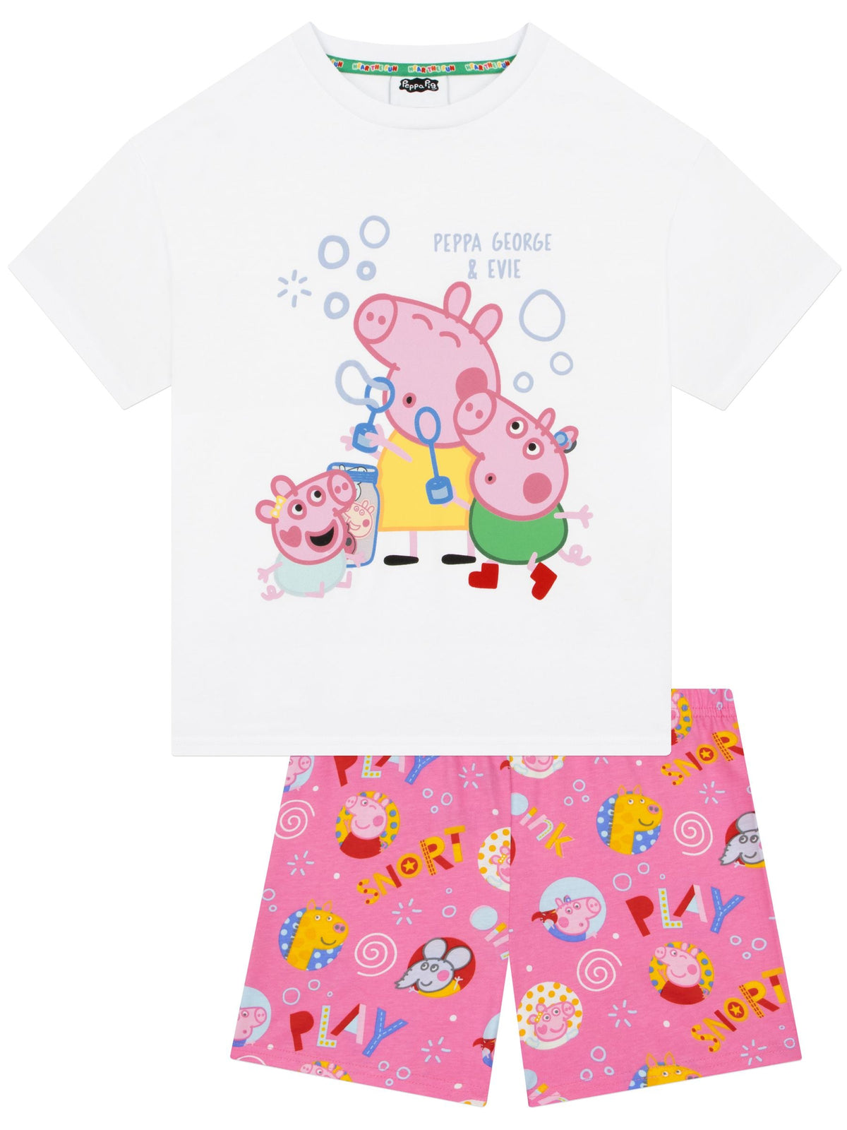 Character Pink Peppa Pig Short Sleeve Pyjamas Peppa, George And Evie - image 1