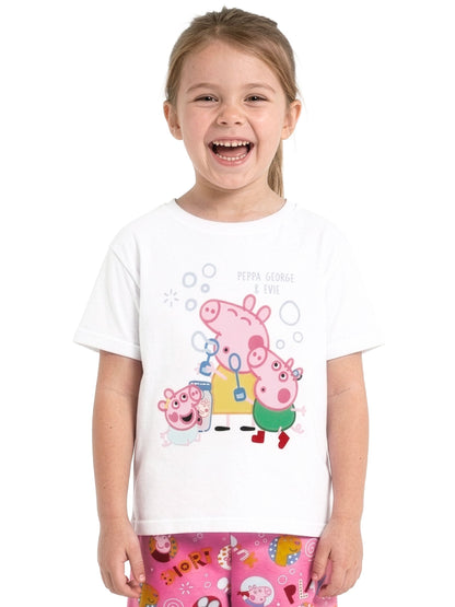 Character Pink Peppa Pig Short Sleeve Pyjamas Peppa, George And Evie - image 10