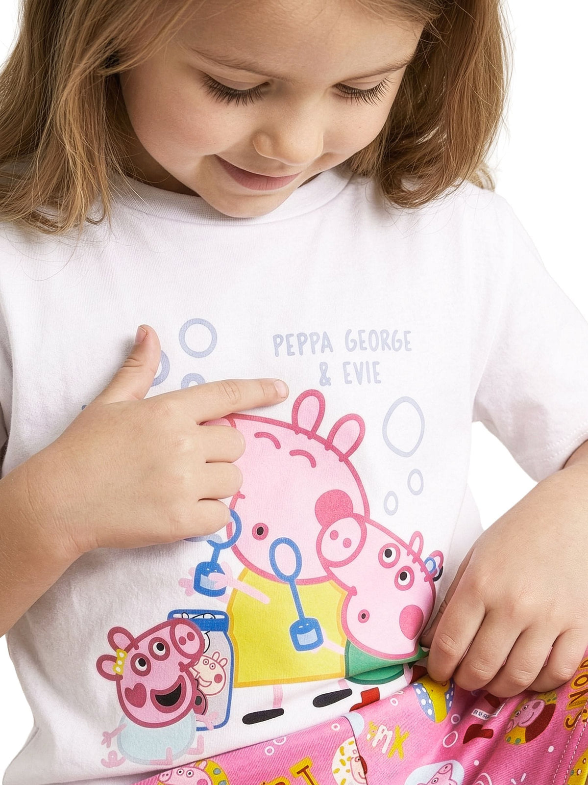 Character Pink Peppa Pig Short Sleeve Pyjamas Peppa, George And Evie - image 11