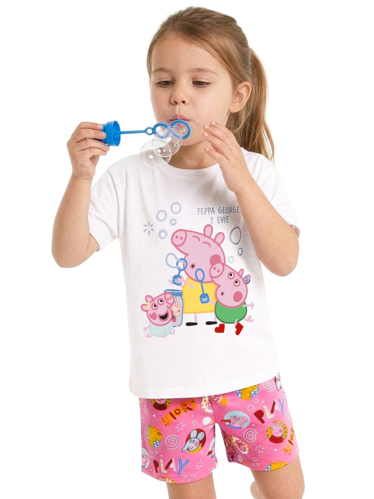Character Pink Peppa Pig Short Sleeve Pyjamas Peppa, George And Evie - image 7
