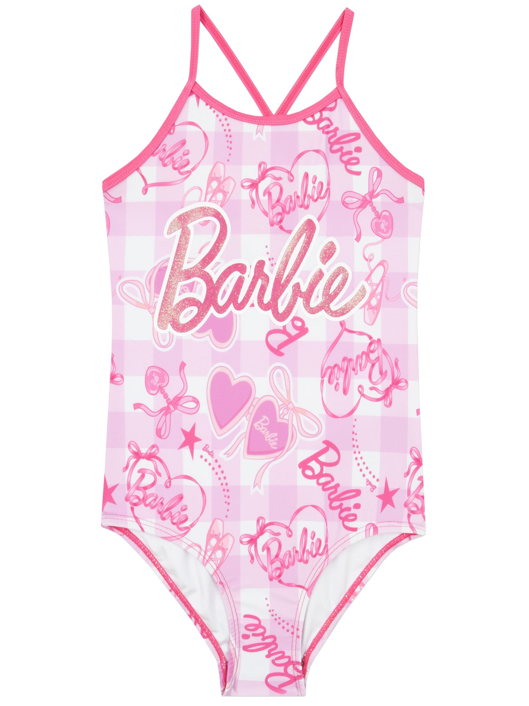 Character Pink Barbie Glittery Swimsuit image 1