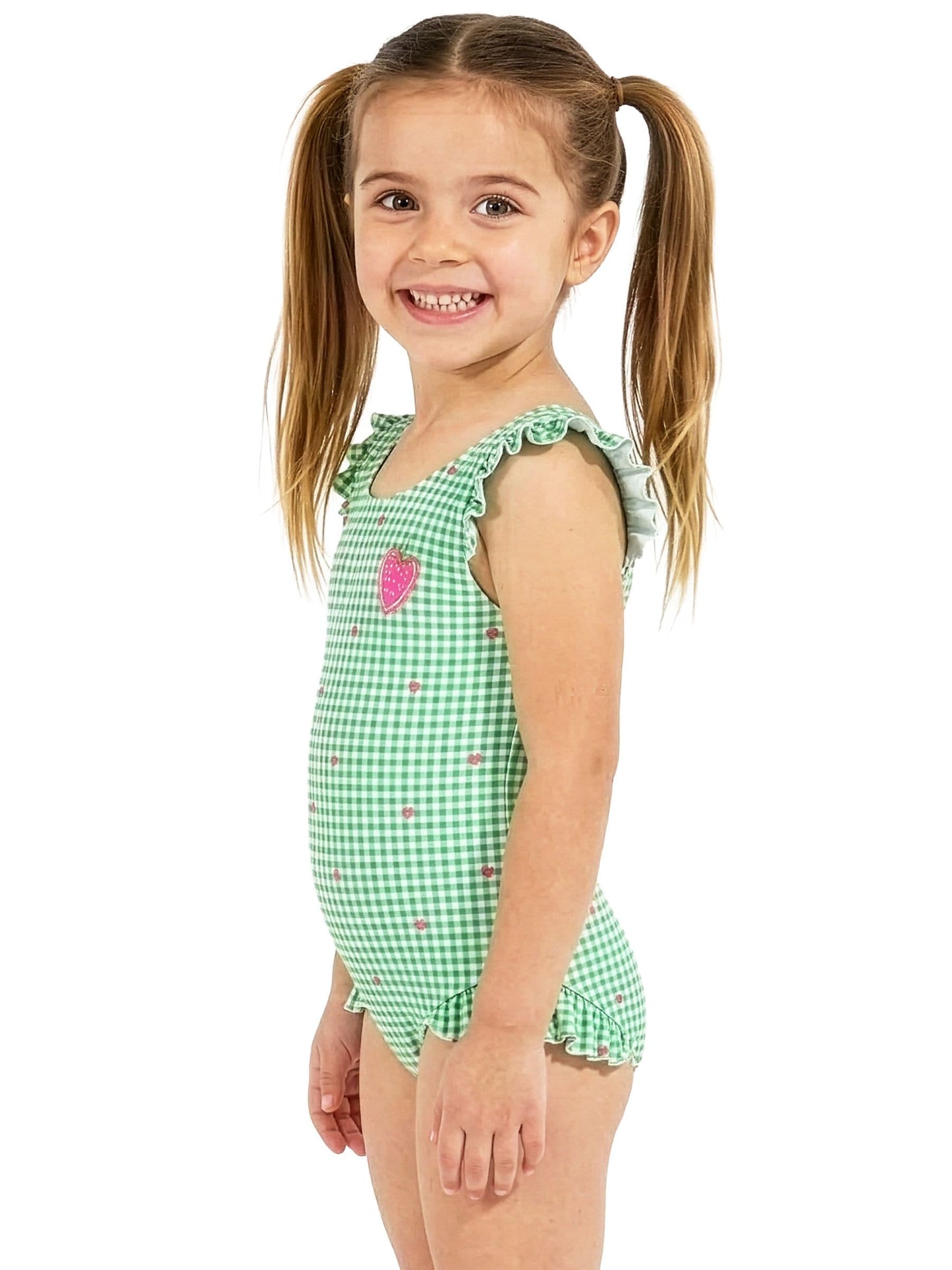 Harry Bear Green Gingham Hearts One Piece Swimsuit image 3