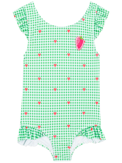 Harry Bear Green Gingham Hearts One Piece Swimsuit image 4