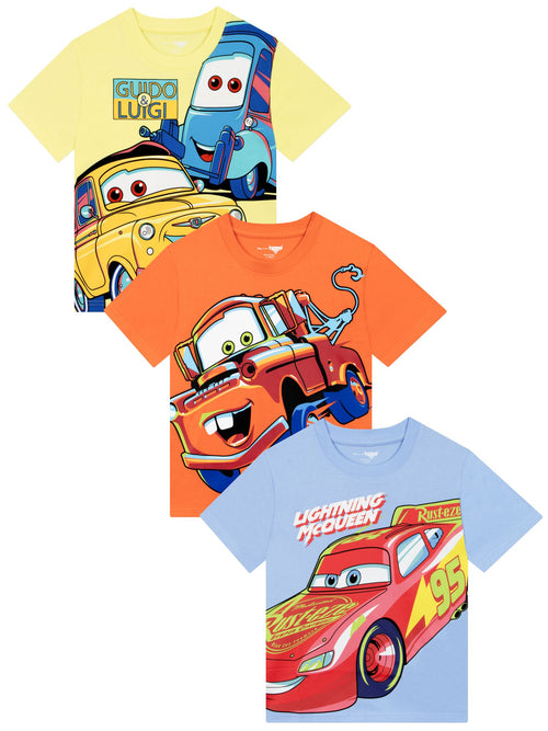 Character Red Disney Cars T-Shirts 3 Pack Lighning McQueen And Mater image 1