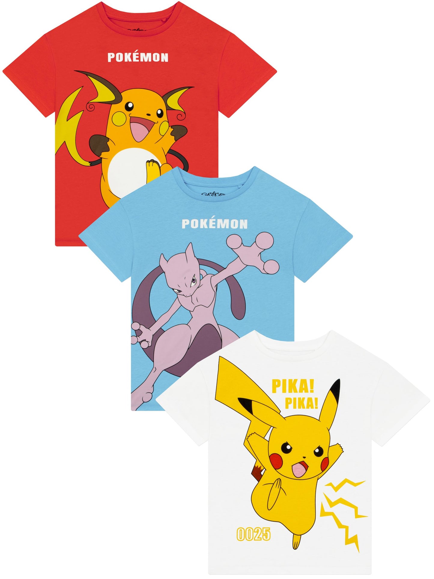 Dsiney Kidz - Character Blue Pokemon T-Shirts 3 Pack Pikachu, Raichu And Mewtwo image 1
