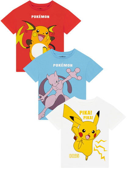 Dsiney Kidz - Character Blue Pokemon T-Shirts 3 Pack Pikachu, Raichu And Mewtwo image 1