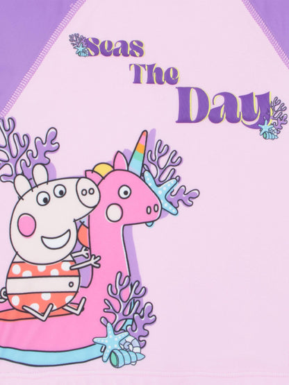 Character Purple Peppa Pig Two Piece Swimsuit Rash Vest image 3