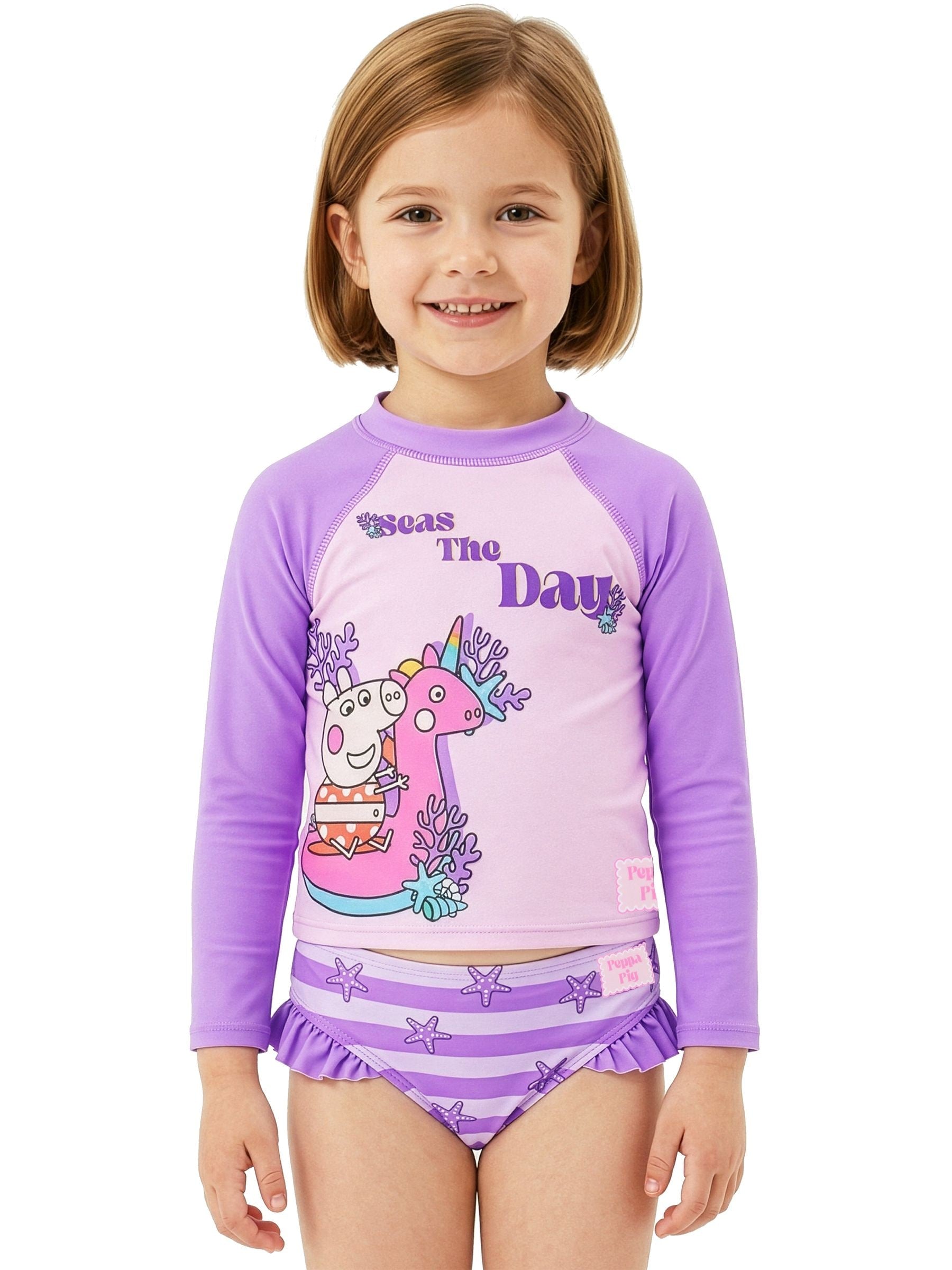 Character Purple Peppa Pig Two Piece Swimsuit Rash Vest image 6