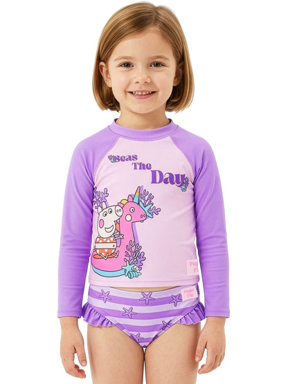 Character Purple Peppa Pig Two Piece Swimsuit Rash Vest image 6