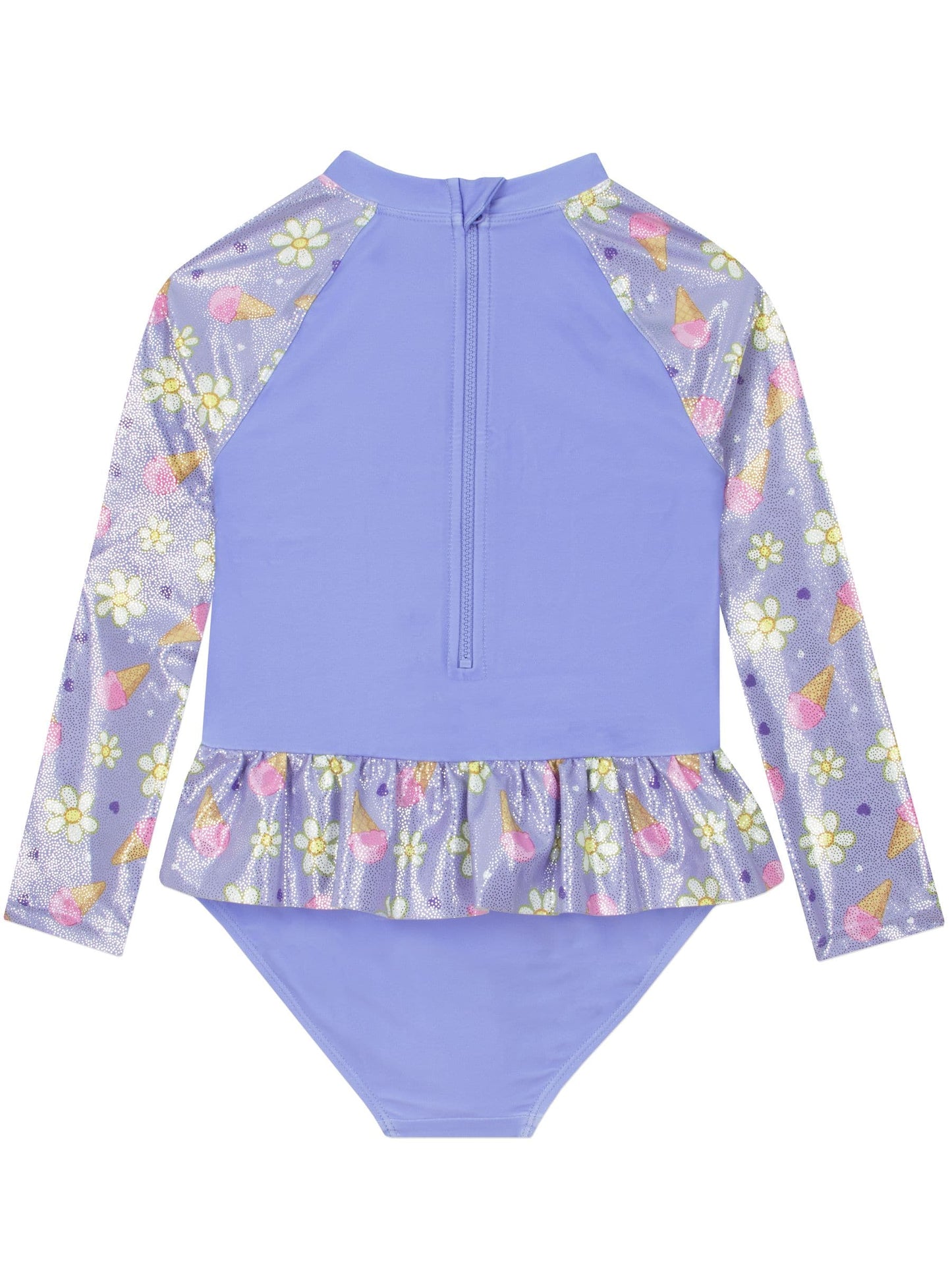 Character Purple Bluey And Bingo Long Sleeve Swimsuit With Frill Skirt image 2