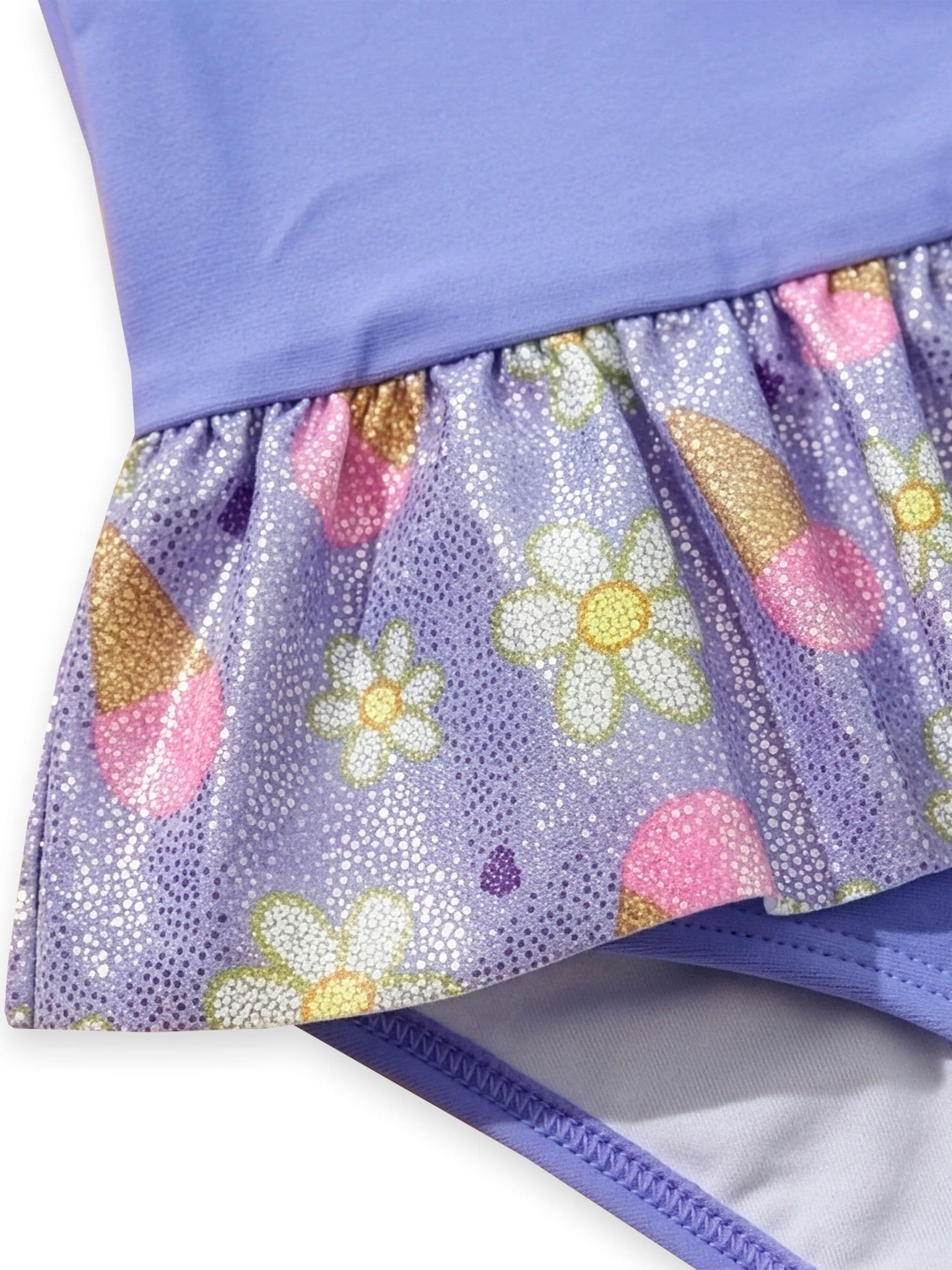 Character Purple Bluey And Bingo Long Sleeve Swimsuit With Frill Skirt image 5