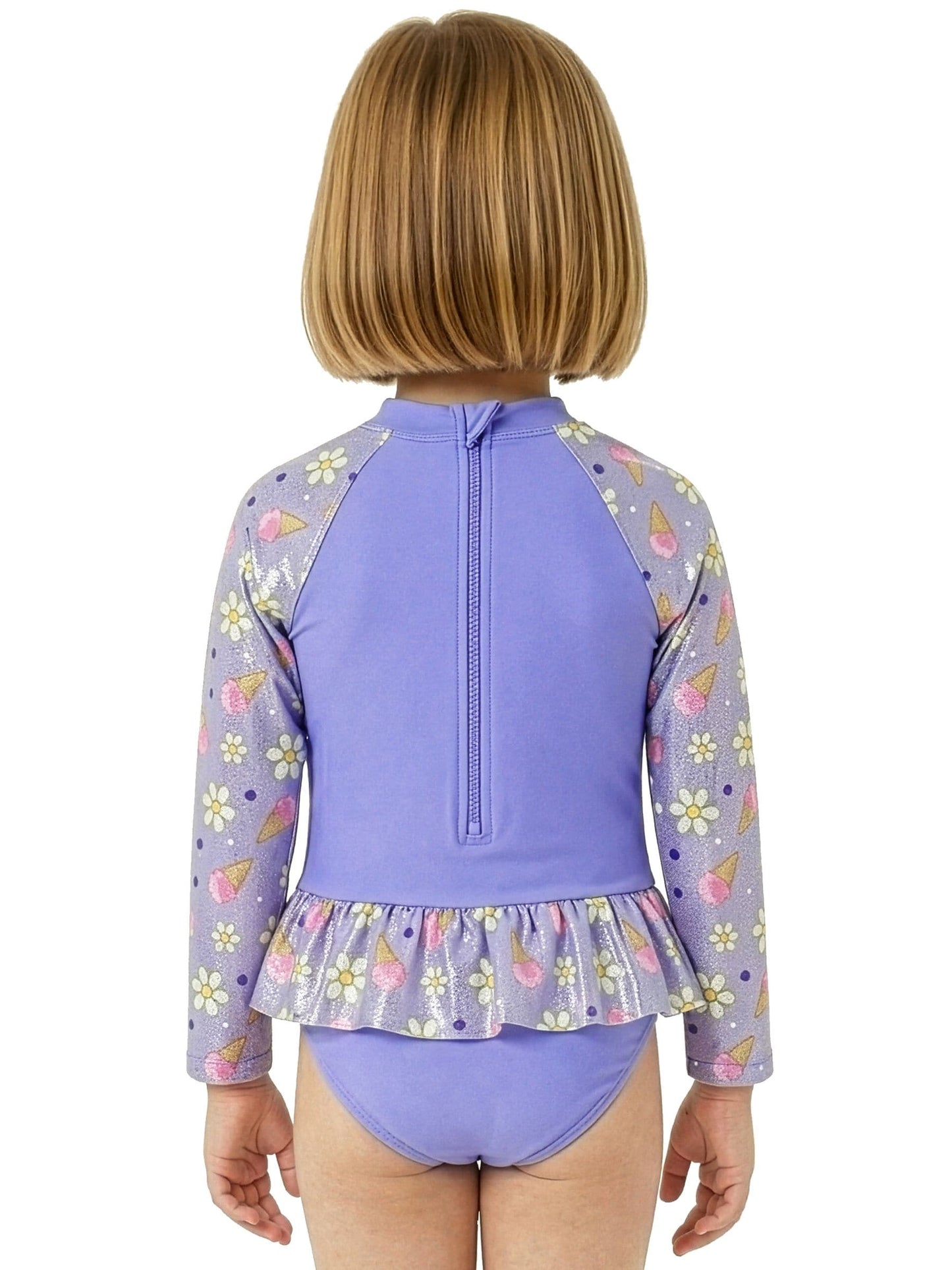 Character Purple Bluey And Bingo Long Sleeve Swimsuit With Frill Skirt image 7