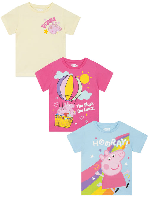 Character Pink Peppa Pig T-Shirts 3 Pack Peppa, George And Evie image 1