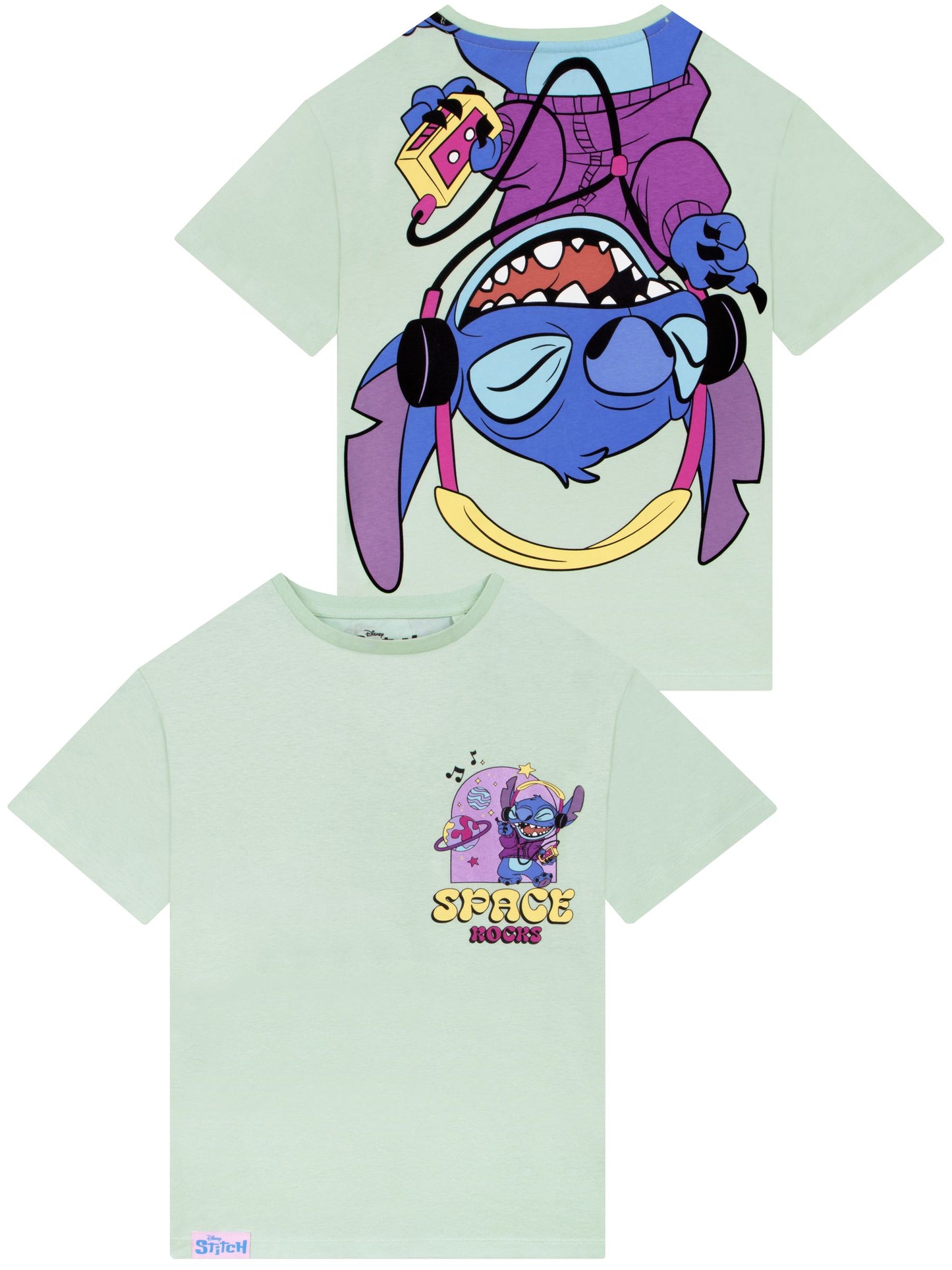 Dsiney Kidz - Character Green Disney Lilo And Stitch T-Shirt Space Rocks image 1