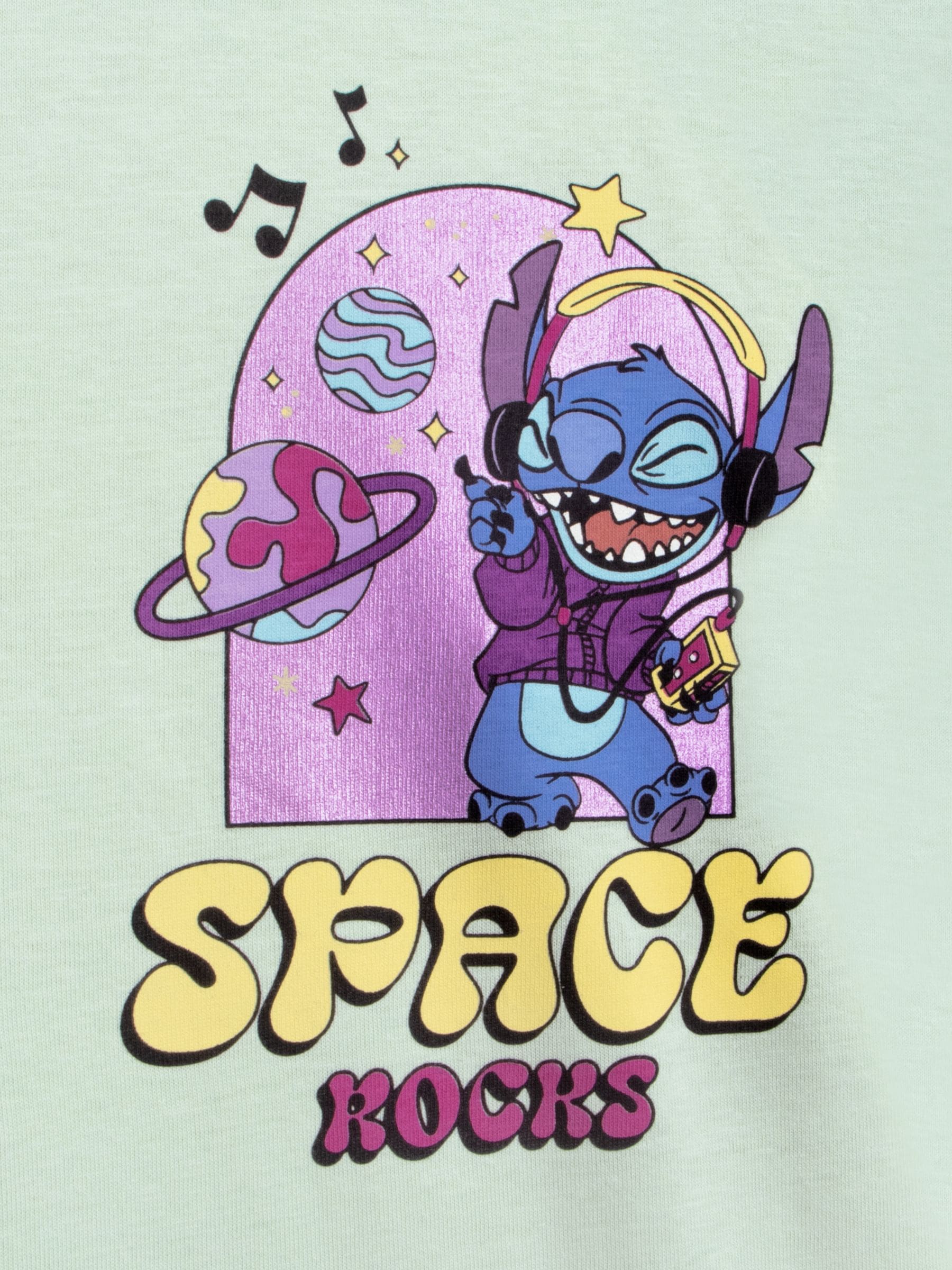 Dsiney Kidz - Character Green Disney Lilo And Stitch T-Shirt Space Rocks image 3