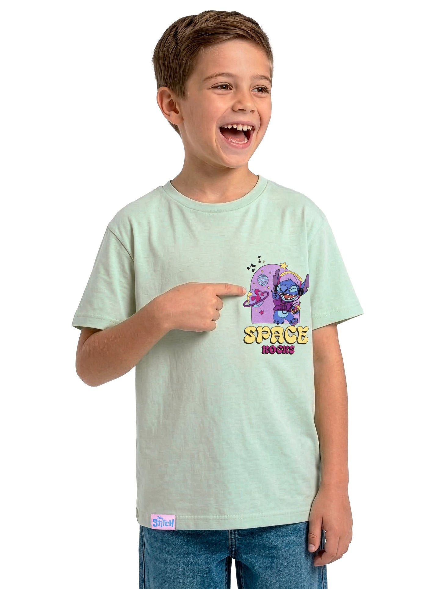 Dsiney Kidz - Character Green Disney Lilo And Stitch T-Shirt Space Rocks image 7
