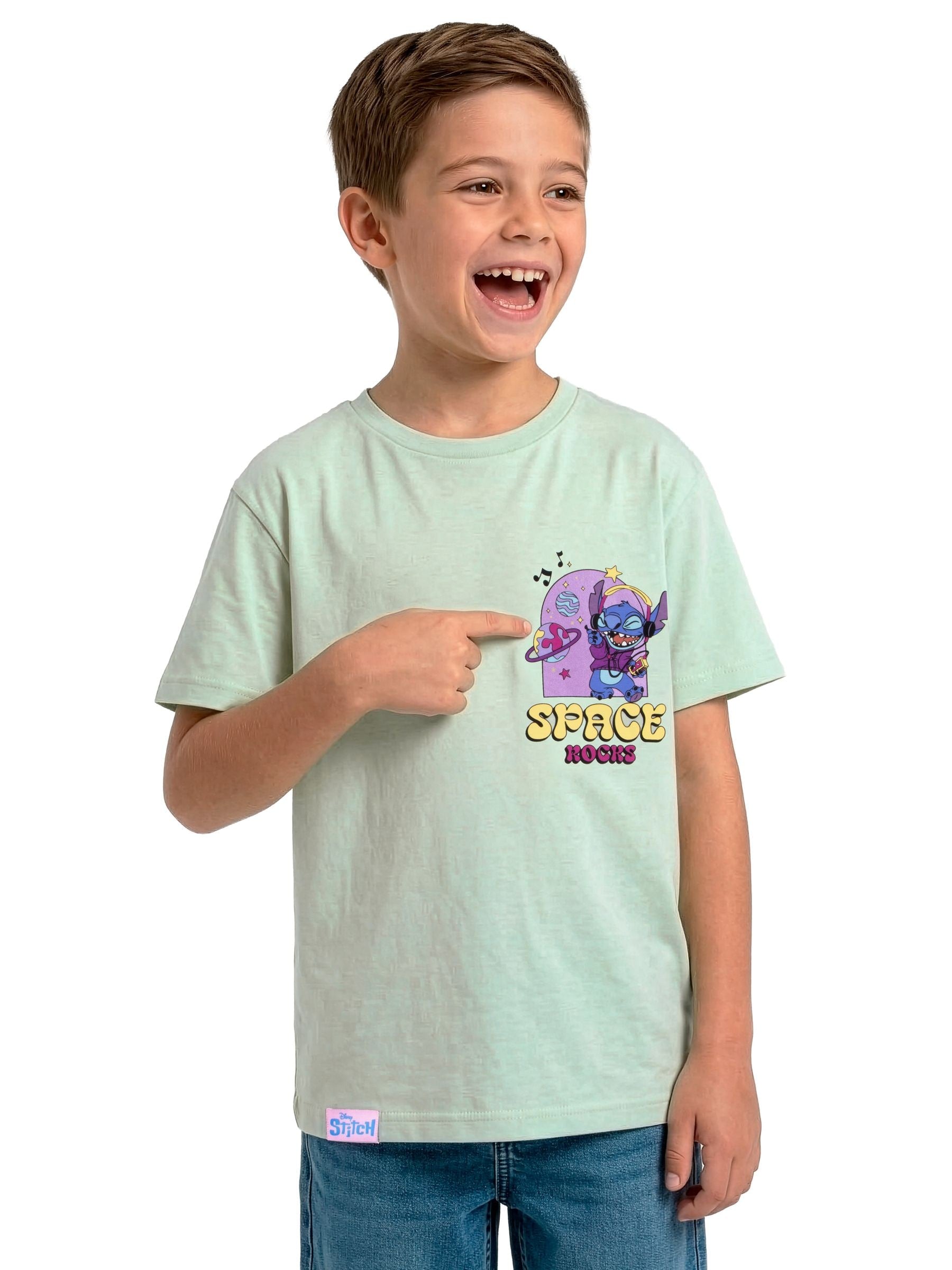 Dsiney Kidz - Character Green Disney Lilo And Stitch T-Shirt Space Rocks image 7