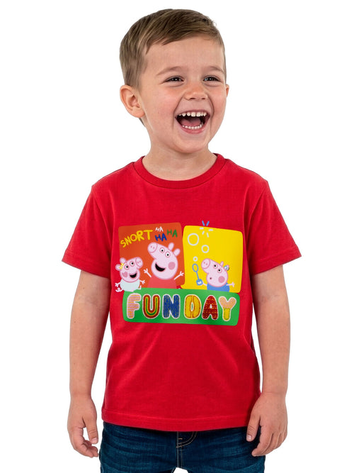 Character Red Peppa Pig T-Shirt Fun Day Colour Block image 1