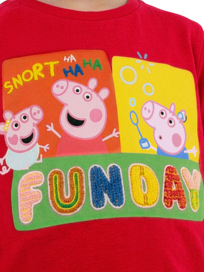 Character Red Peppa Pig T-Shirt Fun Day Colour Block image 4