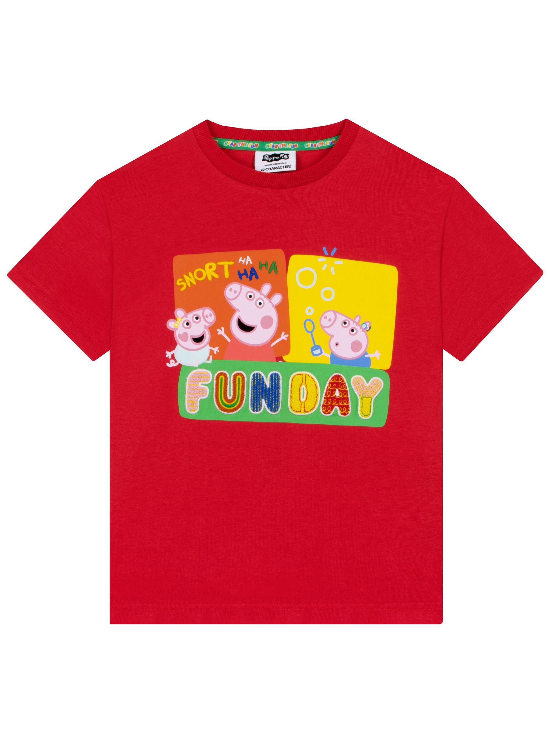 Character Red Peppa Pig T-Shirt Fun Day Colour Block image 5