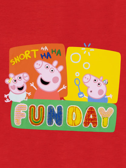 Character Red Peppa Pig T-Shirt Fun Day Colour Block image 7
