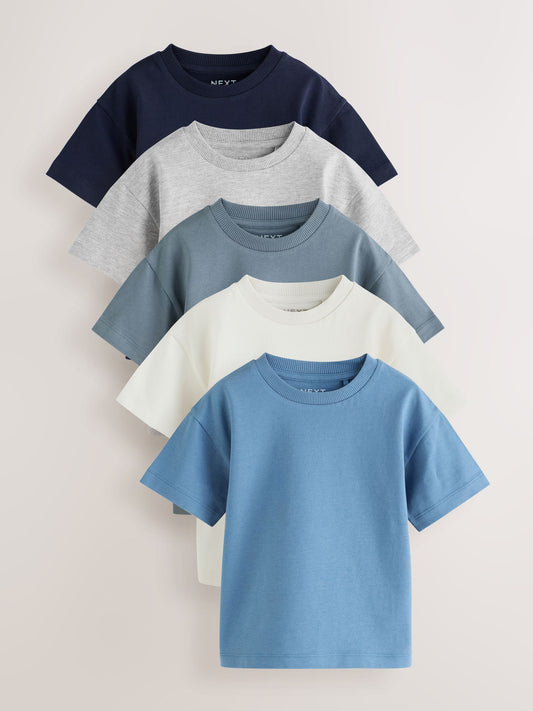 Dsiney Kidz - Navy/Grey/Blue/White Short Sleeve T-Shirts 5 Pack (3mths-7yrs) image 1