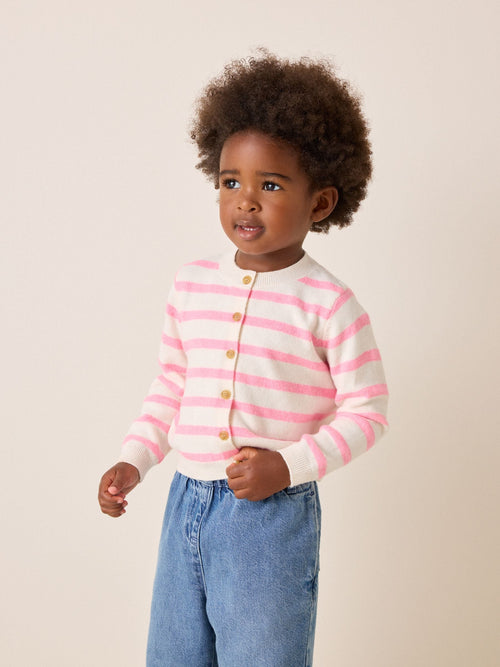 Dsiney Kidz - Ecru Pink stripe Knit Cardigan (3mths-7yrs) image 1