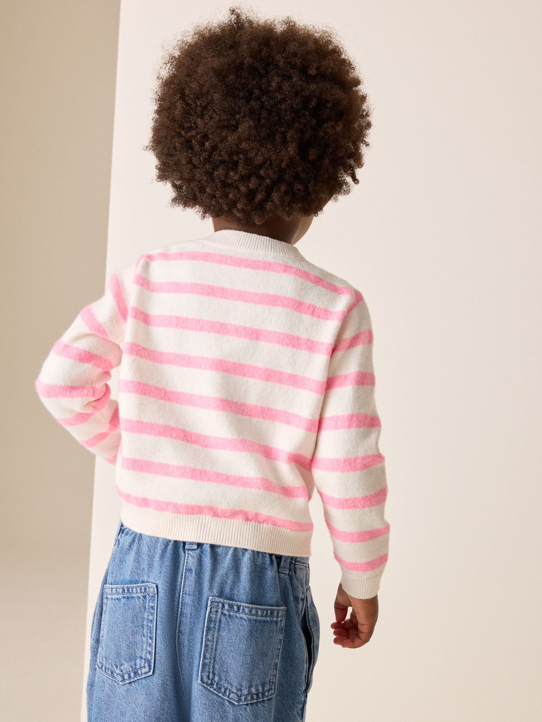 Dsiney Kidz - Ecru Pink stripe Knit Cardigan (3mths-7yrs) image 3