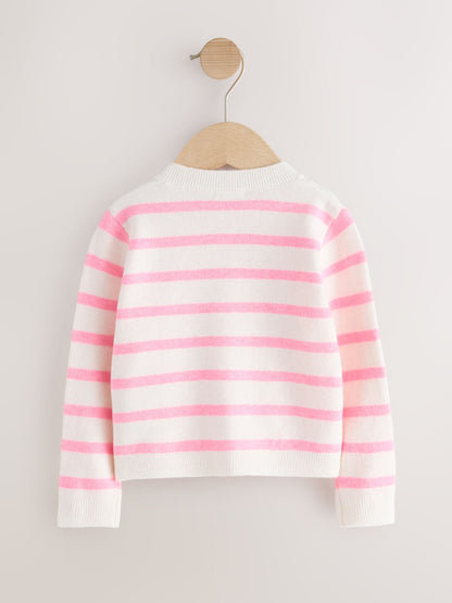 Dsiney Kidz - Ecru Pink stripe Knit Cardigan (3mths-7yrs) image 5