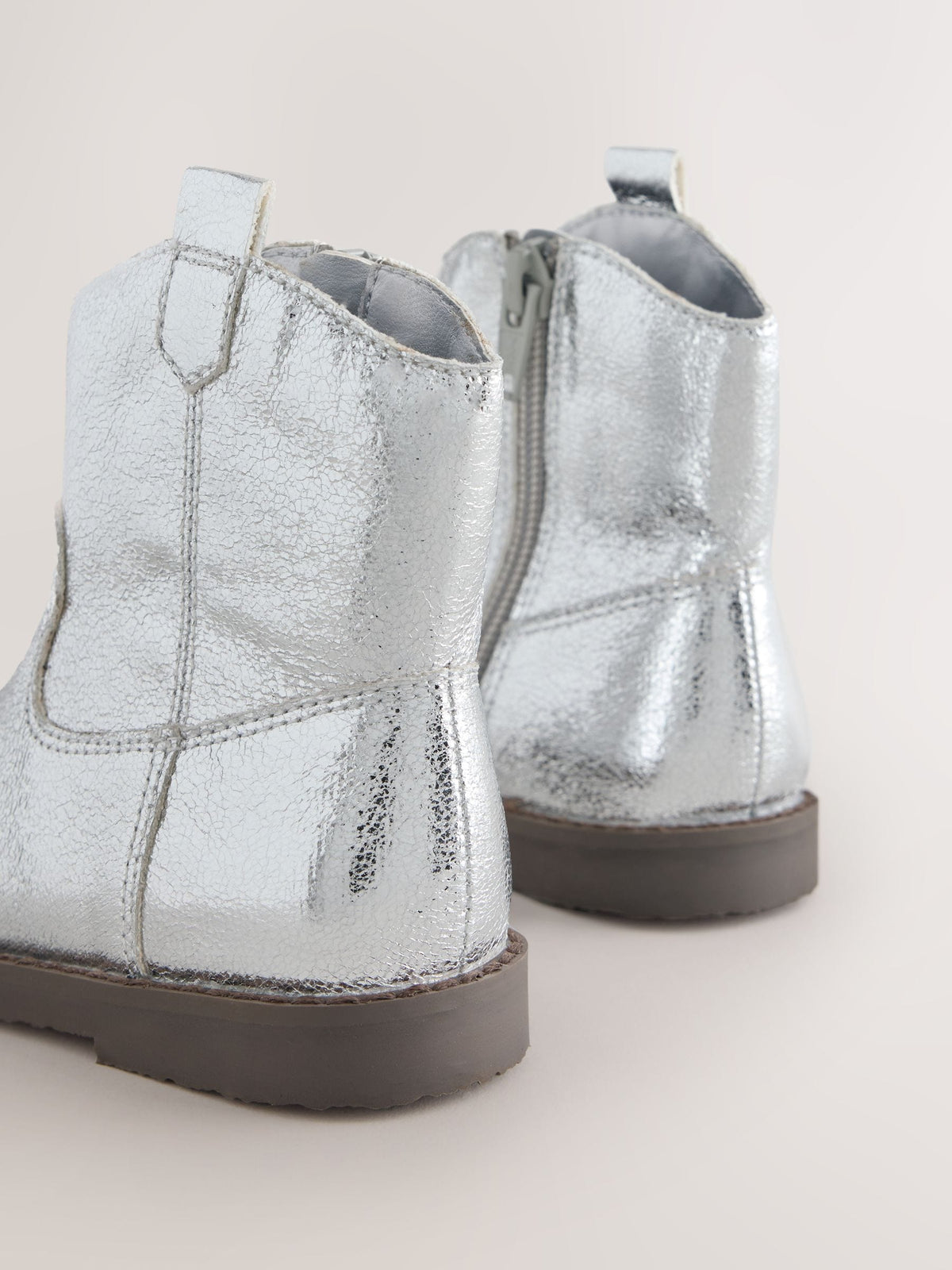 Dsiney Kidz - Silver Metallic Standard Fit (F) Western Ankle Boots image 4
