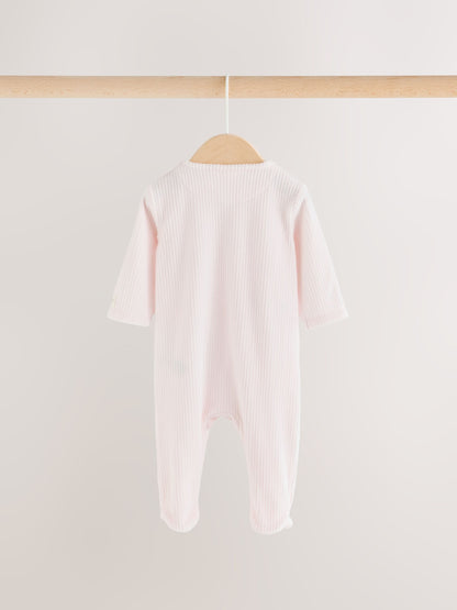 Pink Heart Velour Two Way Zip Baby Sleepsuit 2 Pack - image 10