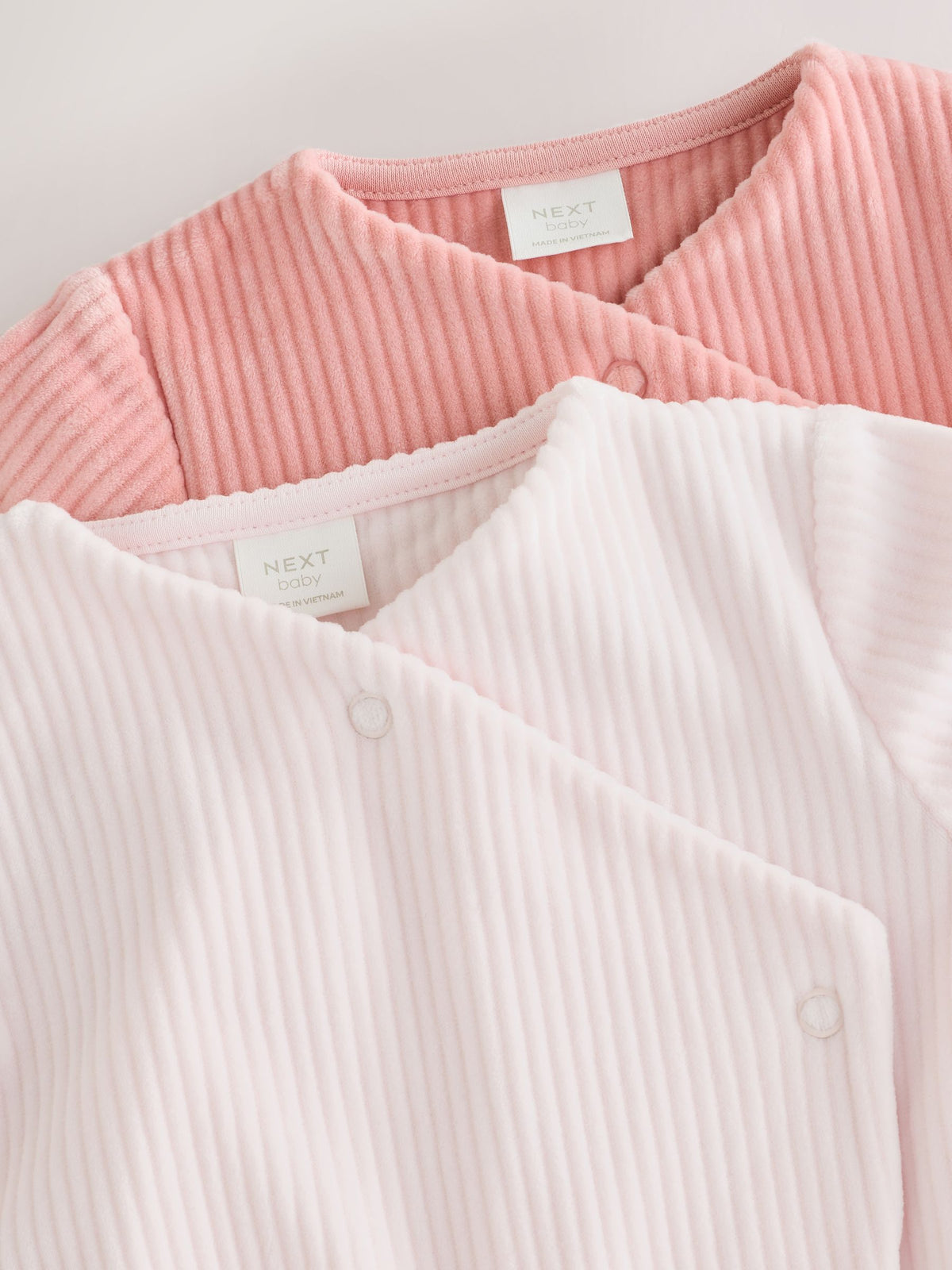Pink Heart Velour Two Way Zip Baby Sleepsuit 2 Pack - image 12