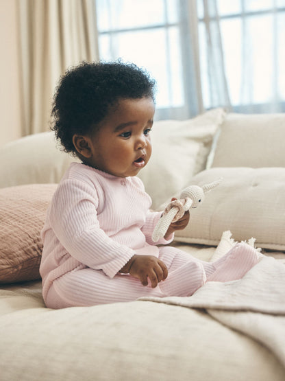 Pink Heart Velour Two Way Zip Baby Sleepsuit 2 Pack - image 3