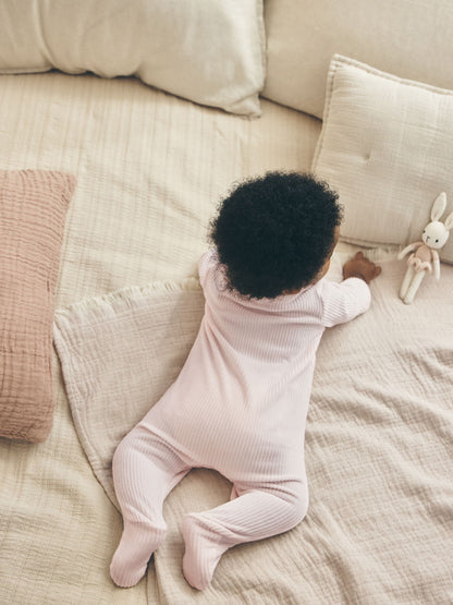 Pink Heart Velour Two Way Zip Baby Sleepsuit 2 Pack - image 4