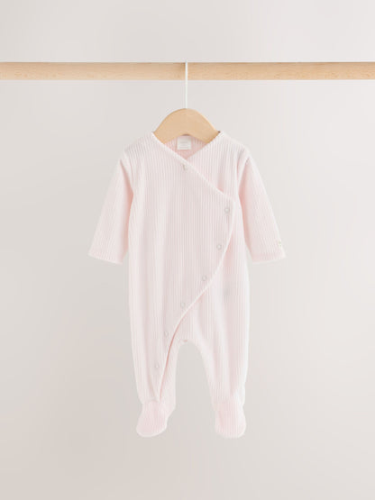 Pink Heart Velour Two Way Zip Baby Sleepsuit 2 Pack - image 8