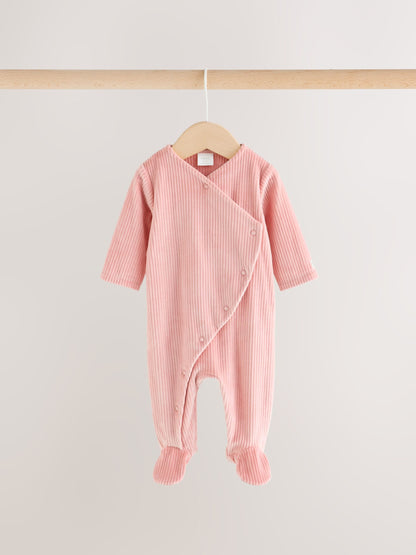 Pink Heart Velour Two Way Zip Baby Sleepsuit 2 Pack - image 9