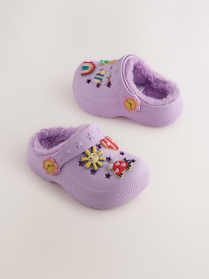 Dsiney Kidz - Purple Faux Fur Lined Clog Slippers image 1