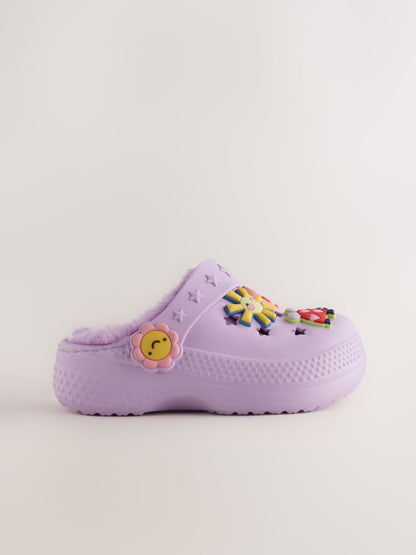 Dsiney Kidz - Purple Faux Fur Lined Clog Slippers image 2