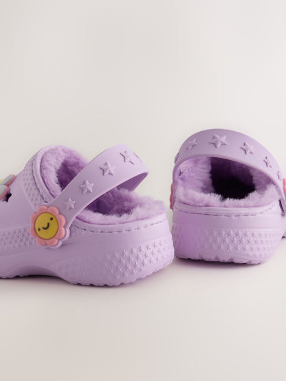 Dsiney Kidz - Purple Faux Fur Lined Clog Slippers image 4