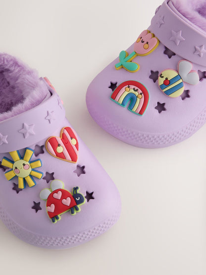 Dsiney Kidz - Purple Faux Fur Lined Clog Slippers image 5