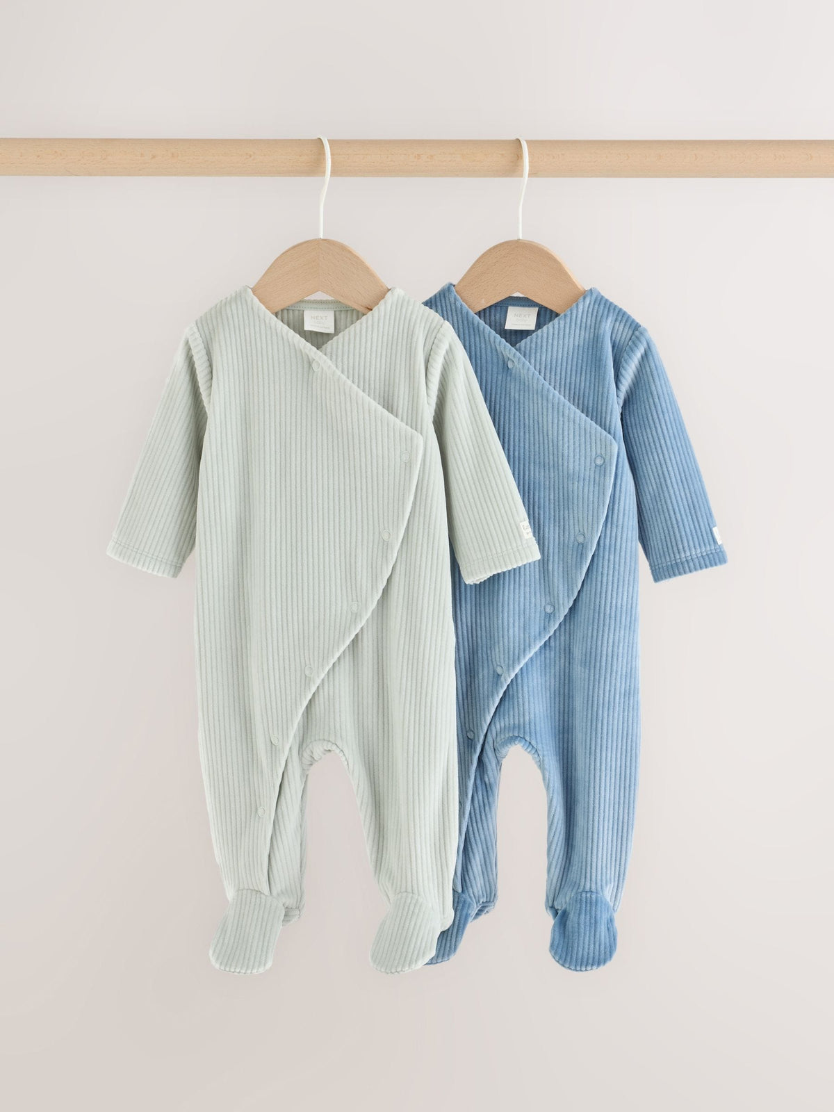 Blue Velour Baby Sleepsuits 2 Pack - image 1