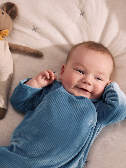 Blue Velour Baby Sleepsuits 2 Pack - image 4