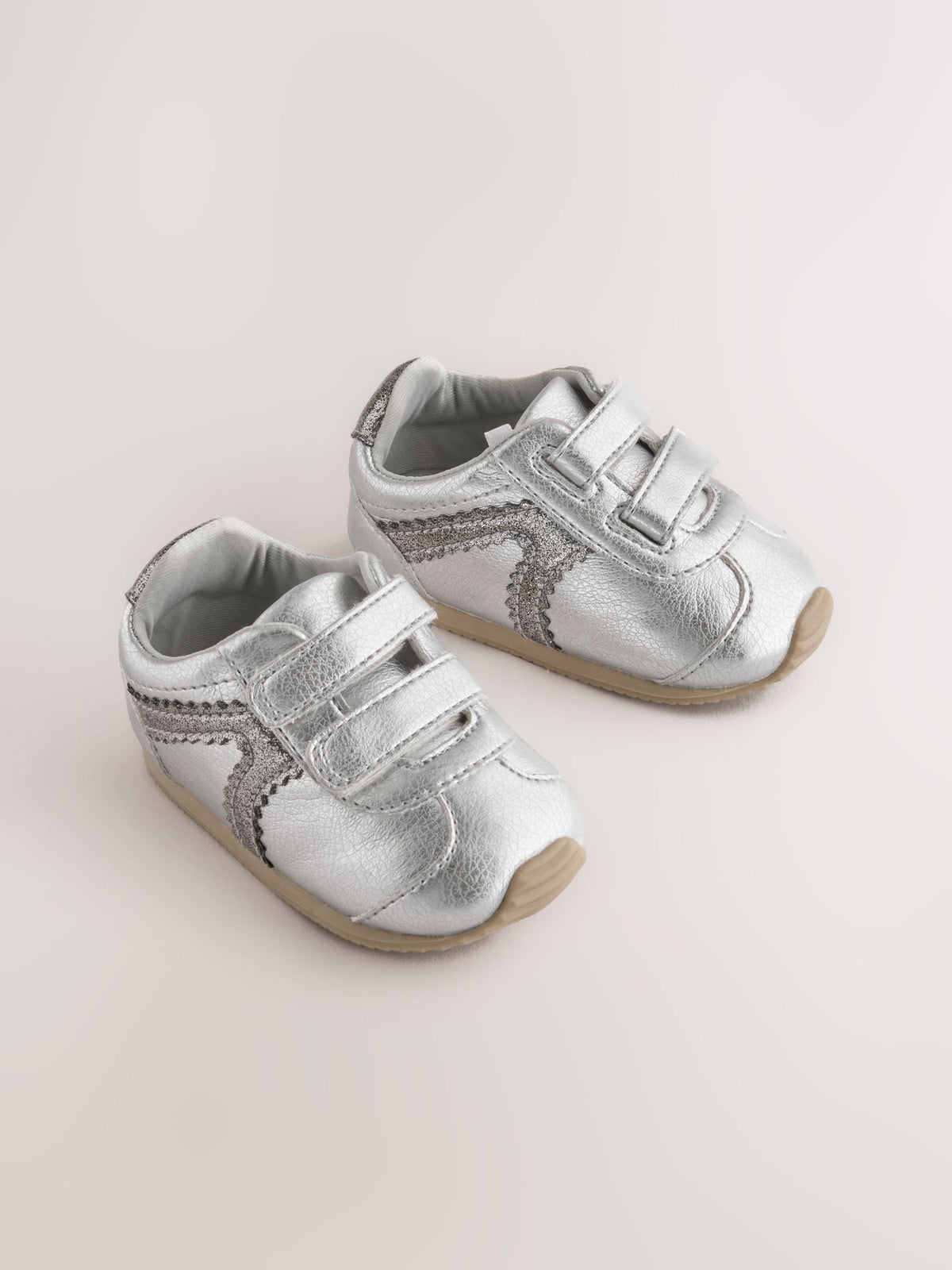 Dsiney Kidz - Silver Metallic Baby Touch Fastening Trainers image 1